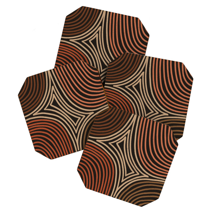 Tribal Pattern in Brown & Soft Red Coaster Gallery Image 1