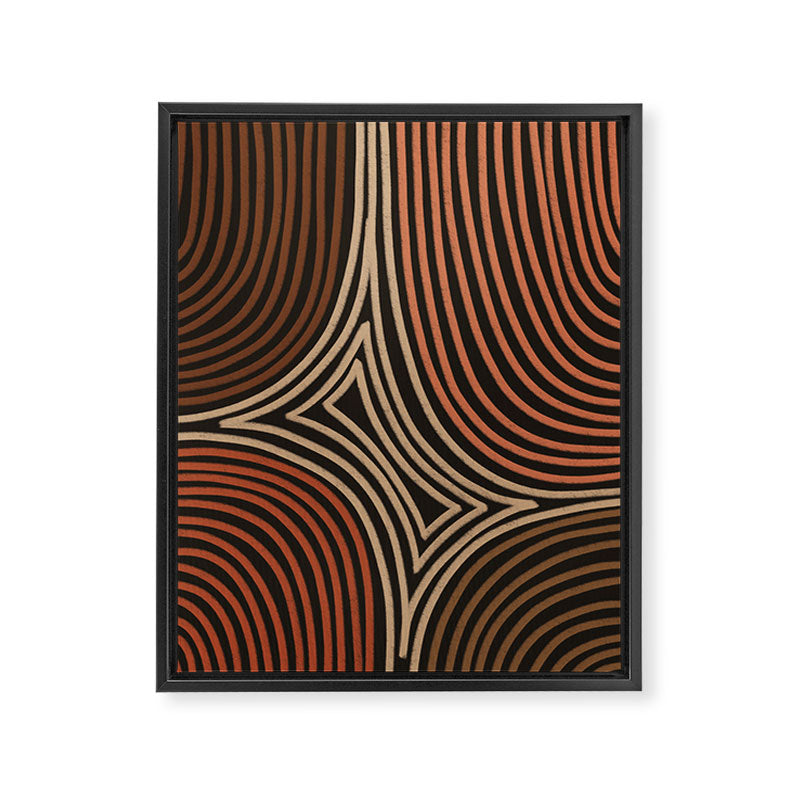 Tribal Pattern in Brown & Soft Red Framed Canvas Print Gallery Image 8