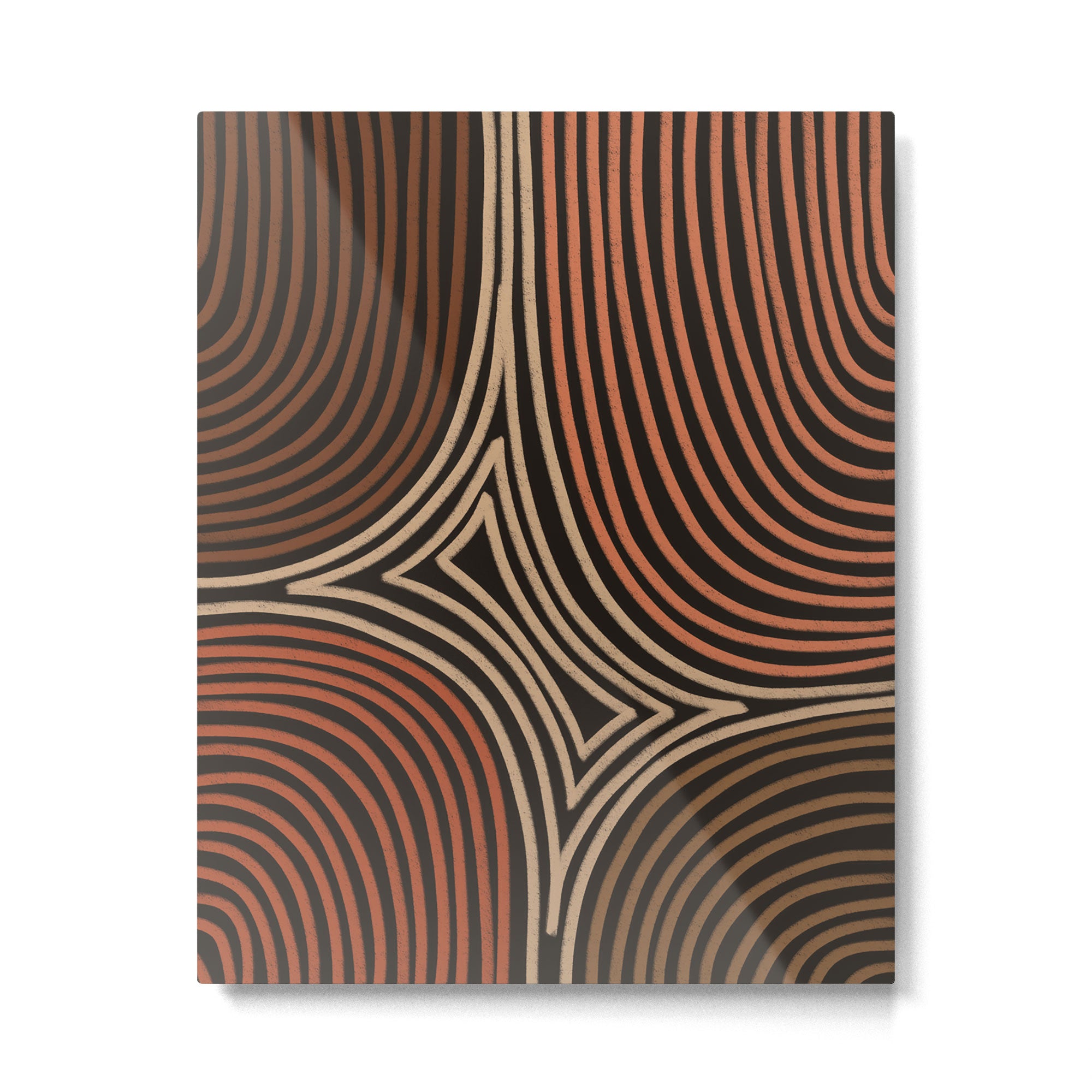 Tribal Pattern in Brown & Soft Red Metal Print Gallery Image 6