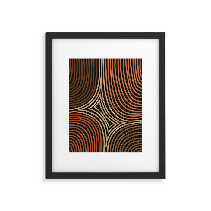 Tribal Pattern in Brown & Soft Red Framed Art Print Gallery Image 1