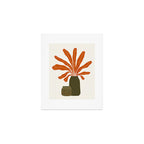 Two Green Vases & Orange Plant Art Print Gallery Image 1