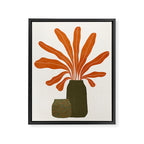 Two Green Vases & Orange Plant Framed Canvas Print Gallery Image 8