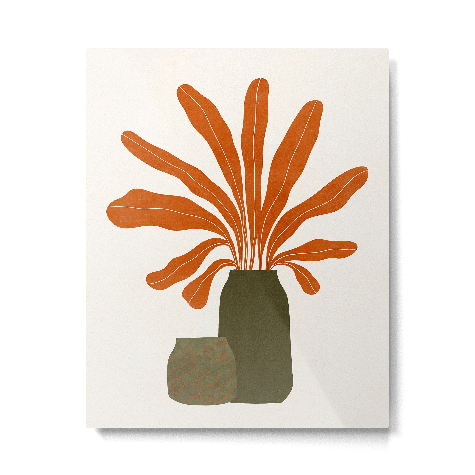 Two Green Vases & Orange Plant Metal Print Gallery Image 6
