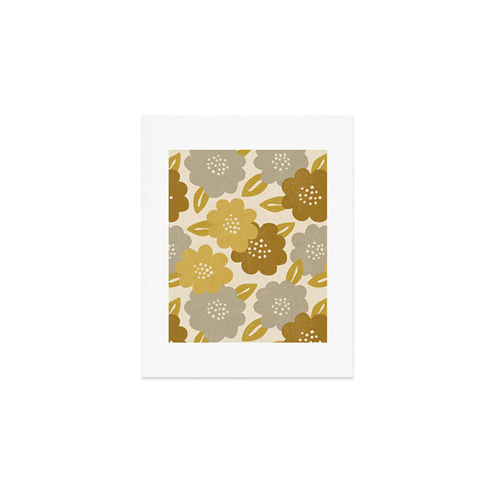 Warm Neutral Floral Pattern Art Print Gallery Image 1