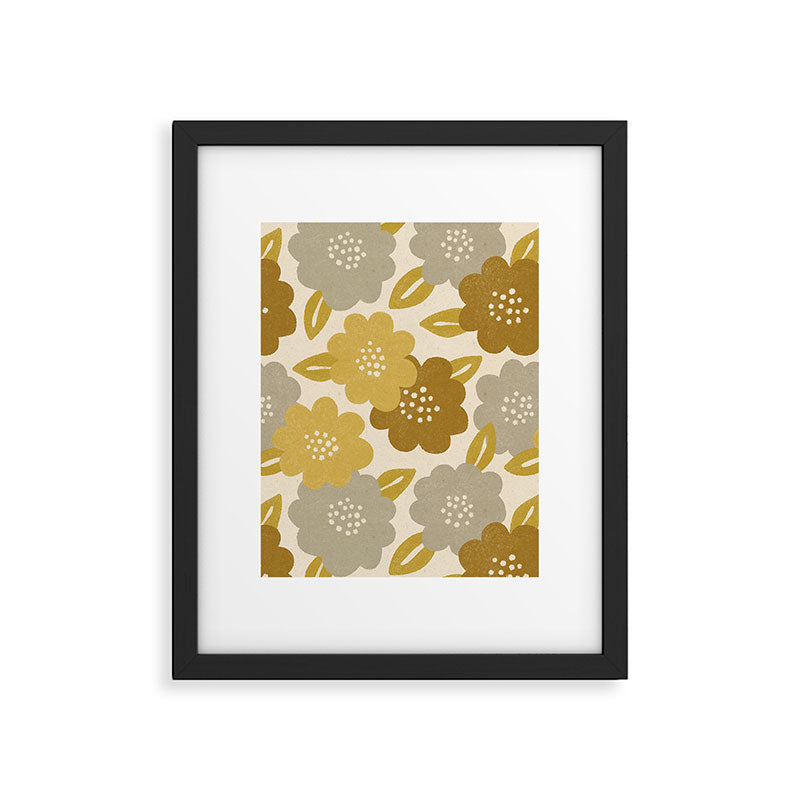 Warm Neutral Floral Pattern Framed Art Print Gallery Image 5