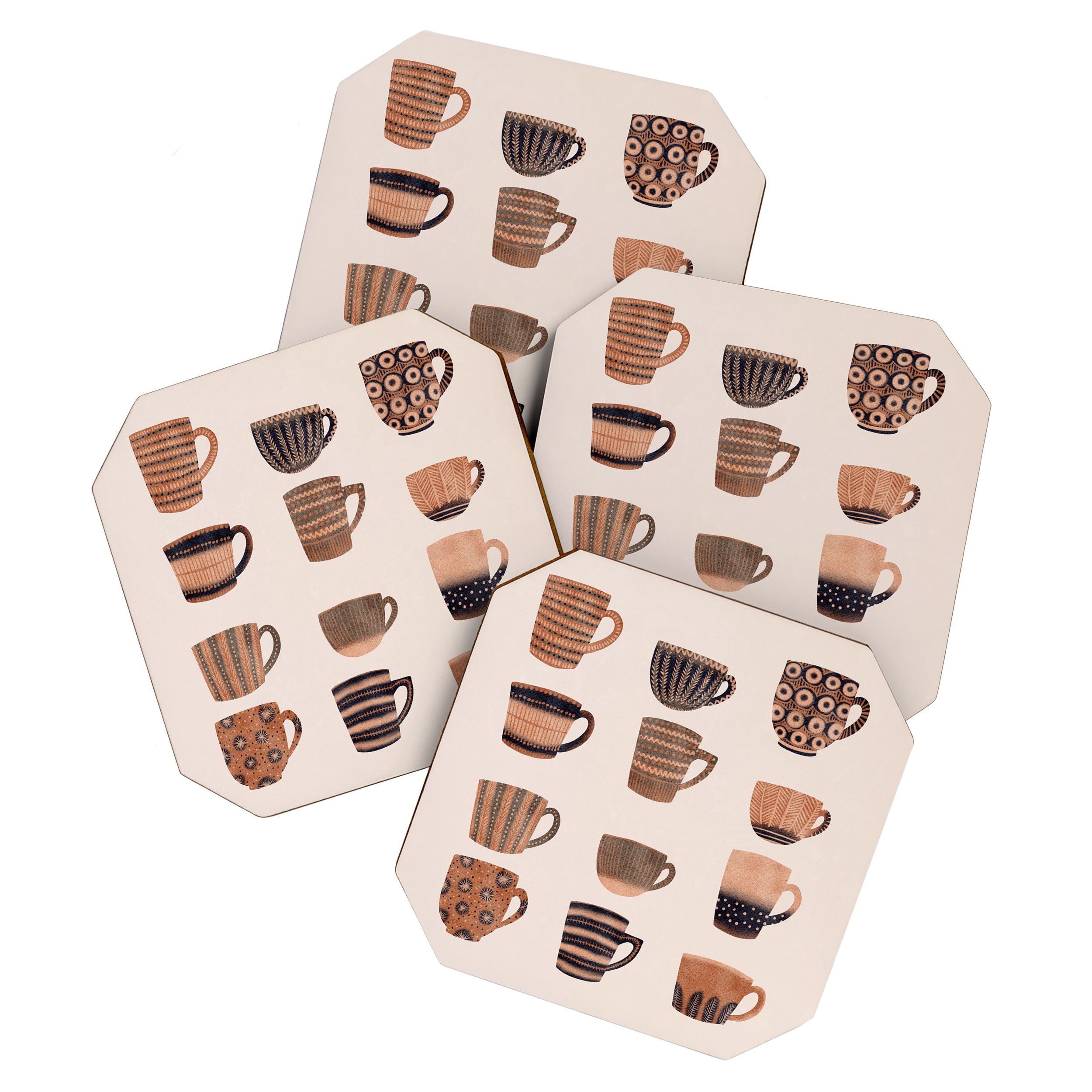 Watercolor Tea Cups Coaster Gallery Image 1