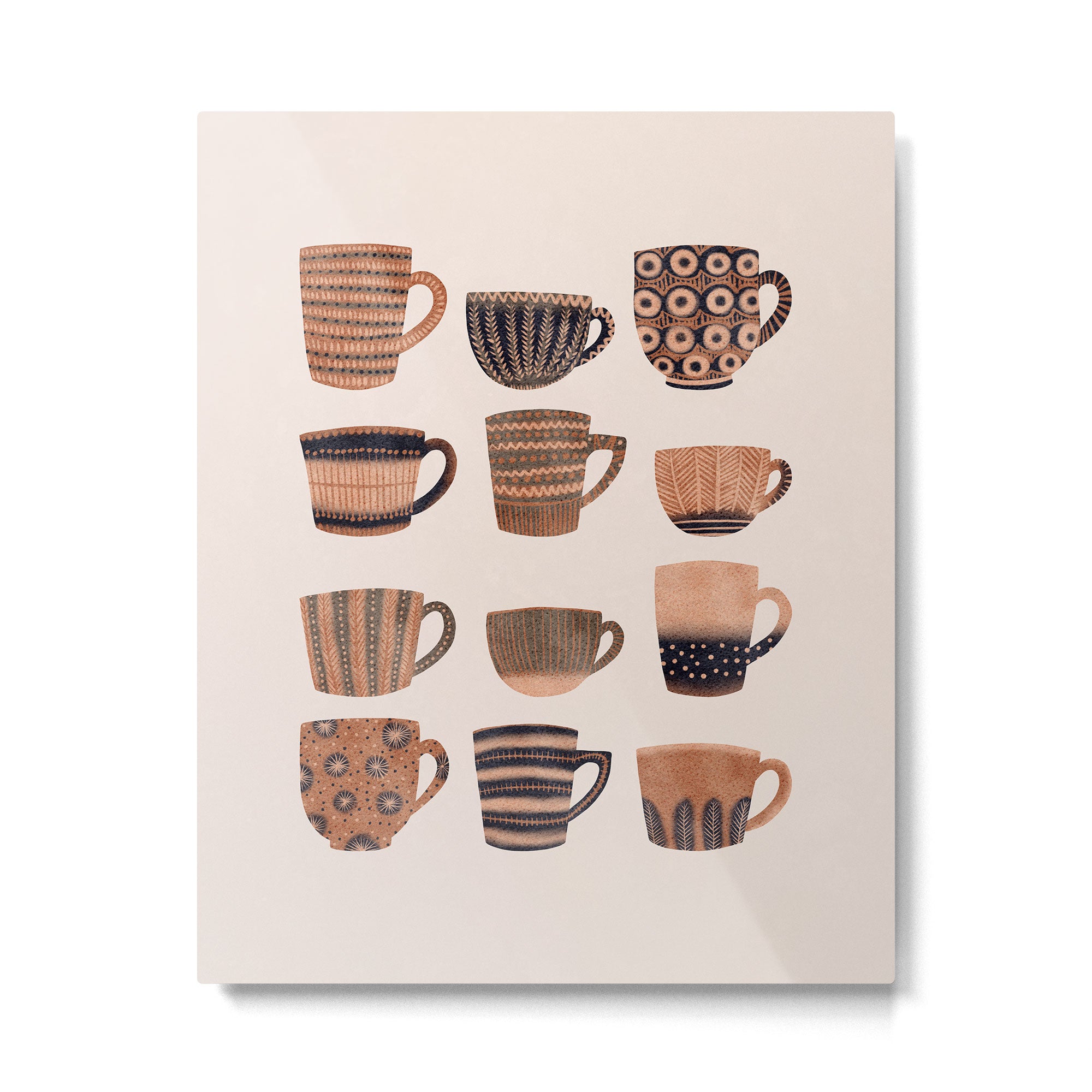 Watercolor Tea Cups Metal Print Gallery Image 4