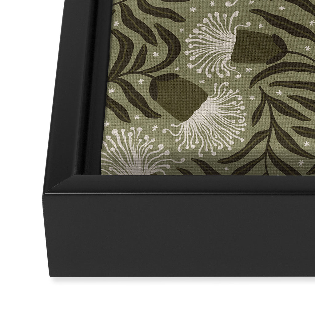 Whimsical Florals / Cream & Green Framed Canvas Print Gallery Image 3