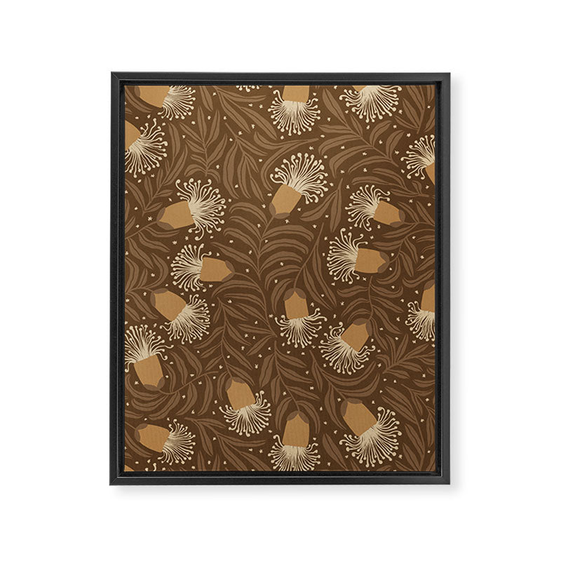 Whimsical Florals / Orange & Brown Framed Canvas Print Gallery Image 8