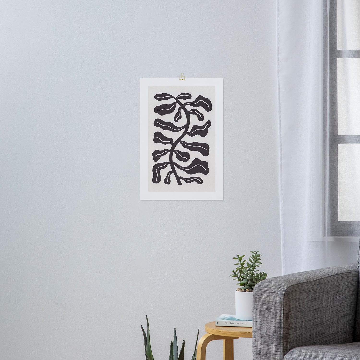 Wind-kissed Plant / Chalkboard Black Art Print Gallery Image 3