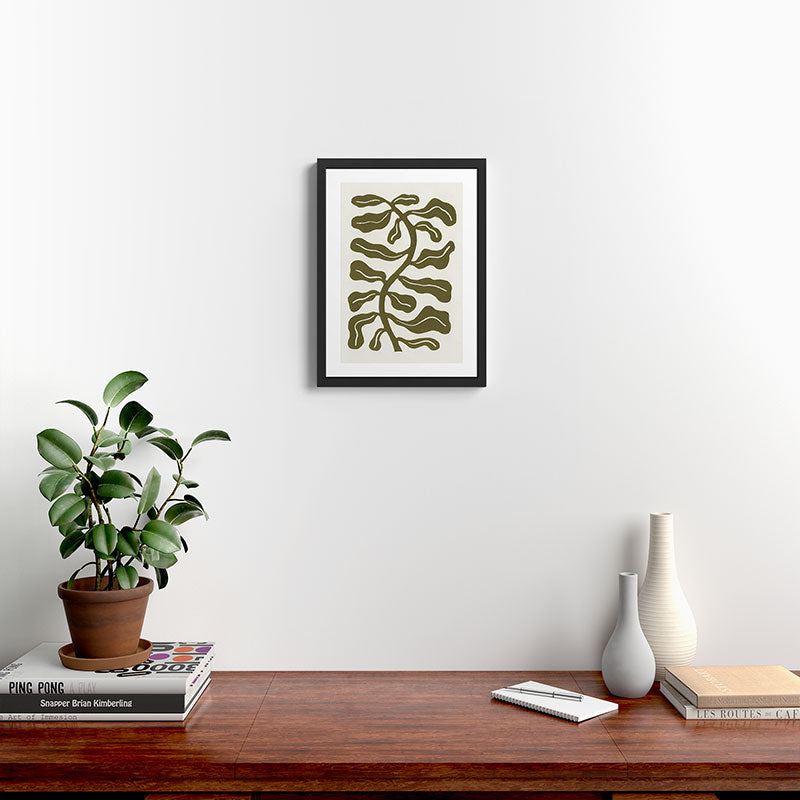 Wind-kissed Plant / Olive Green Framed Art Print Gallery Image 2