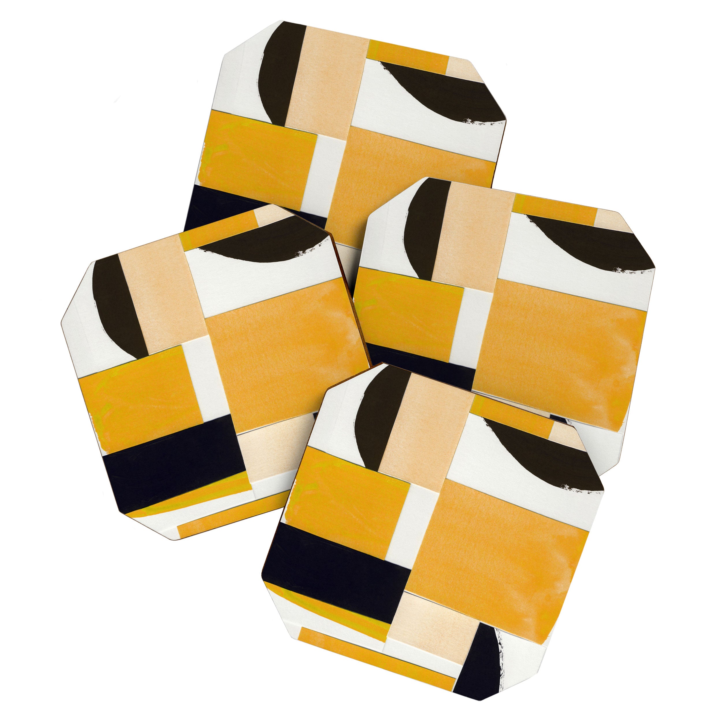 Yellow Abstract Collage Coaster Gallery Image 1
