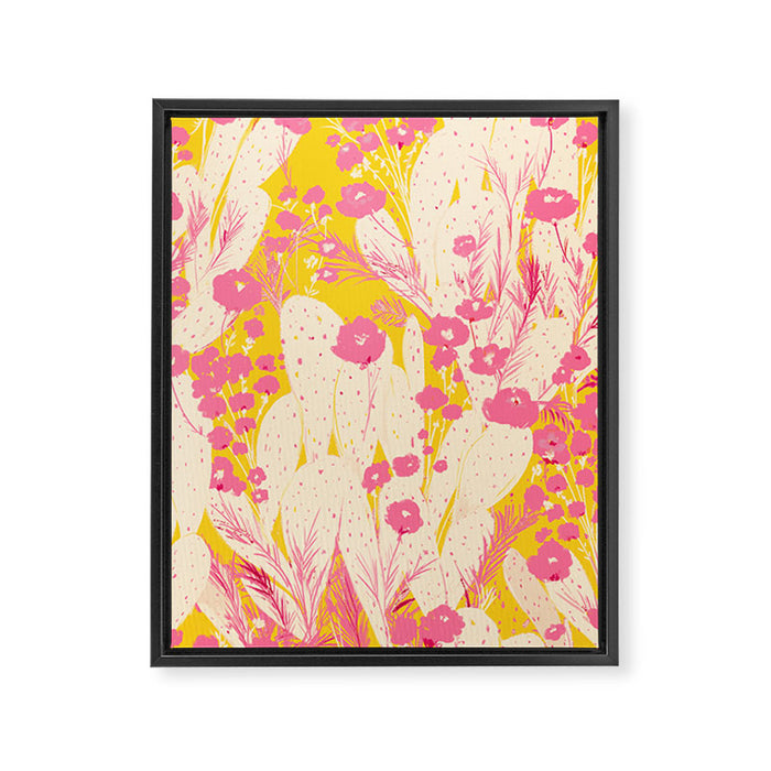 Desert Flowers - pink & yellow Framed Canvas Print Gallery Image 1