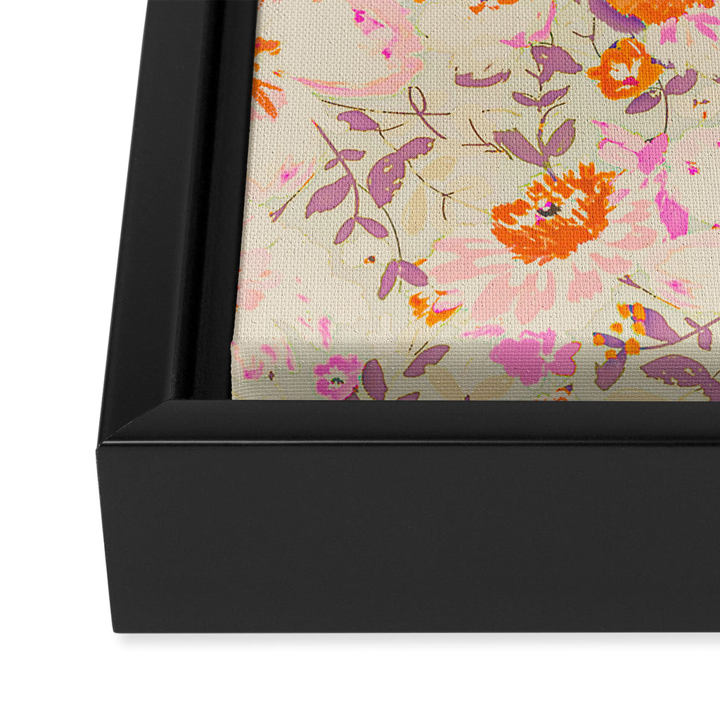 Faded Floral  - pink / citrus Framed Canvas Print Gallery Image 3