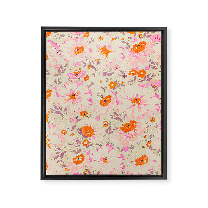 Faded Floral  - pink / citrus Framed Canvas Print Gallery Image 1