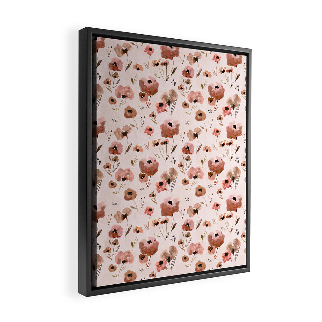 Farmhouse floral - pink Framed Canvas Print Gallery Image 2