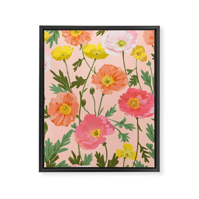 Large Poppy Coral Framed Canvas Print Gallery Image 6