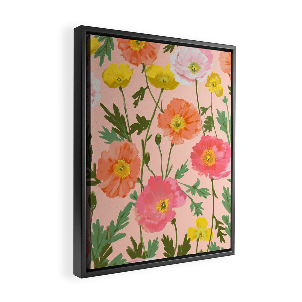 Large Poppy Coral Framed Canvas Print Gallery Image 2