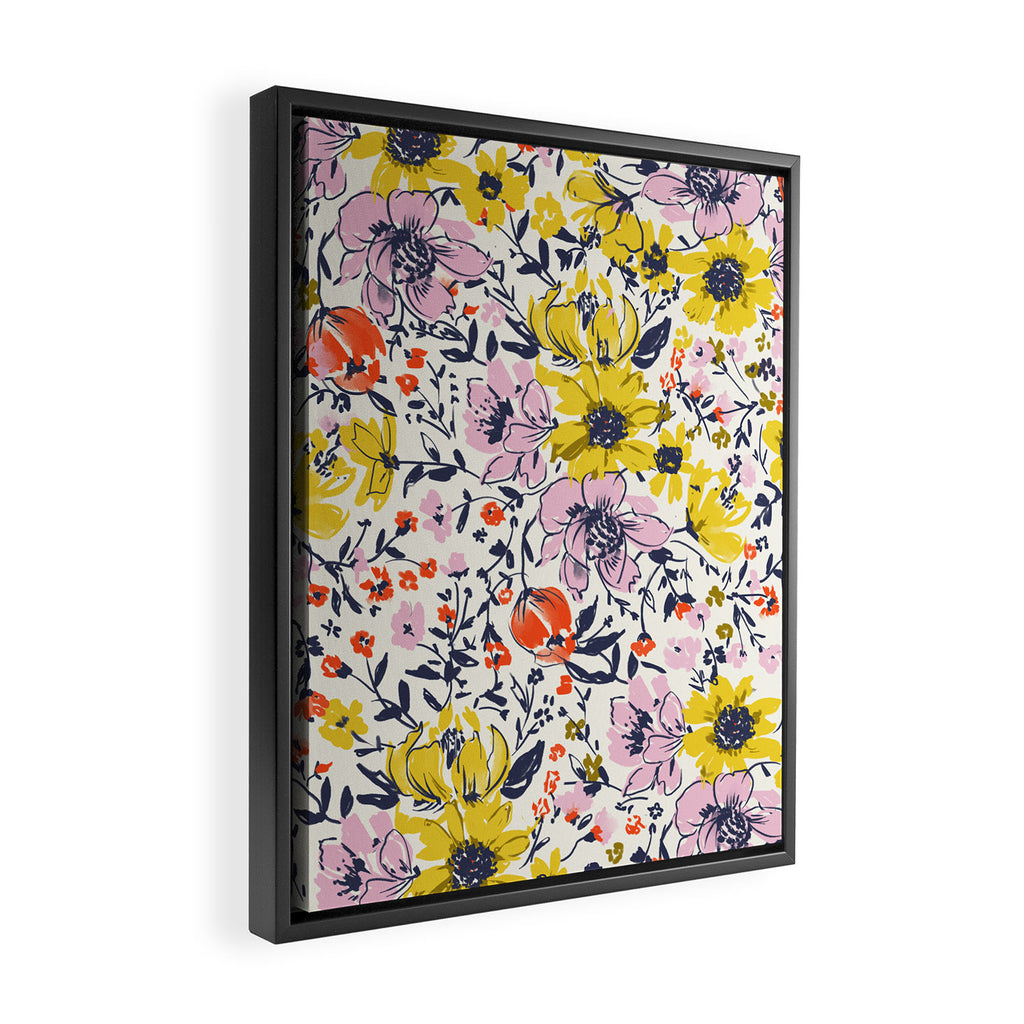 Lovely and Wild - purple and yellow Framed Canvas Print Gallery Image 2