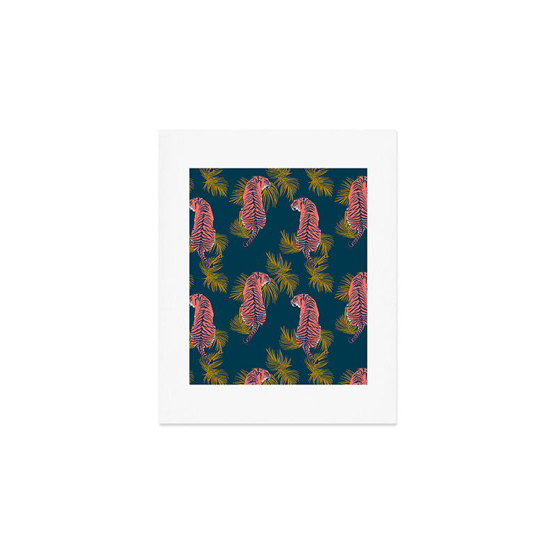Paisley Tiger - navy Art Print Gallery Image 1