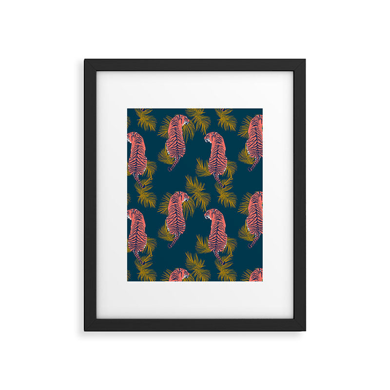 Paisley Tiger - navy Framed Art Print Gallery Image 6