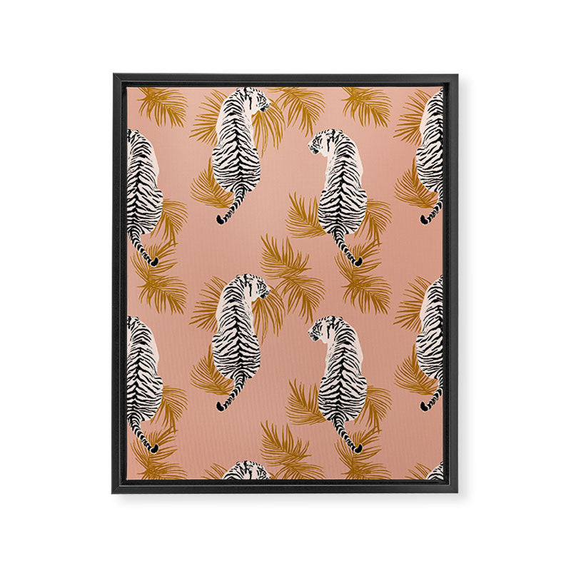 Paisley Tiger - soft pink & gold Framed Canvas Print Gallery Image 8