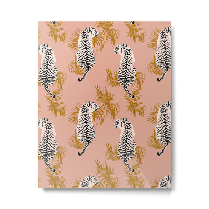 Paisley Tiger - soft pink & gold Metal Print Gallery Image 1