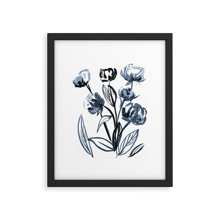 peonies blue Framed Art Print Gallery Image 1