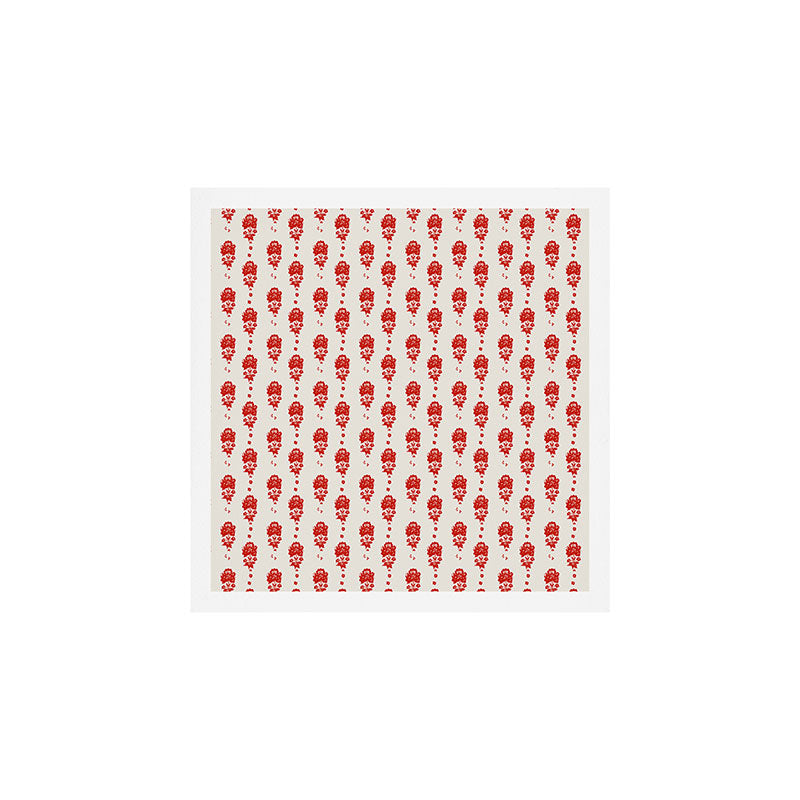 Red Floral Block Print Art Print Gallery Image 1