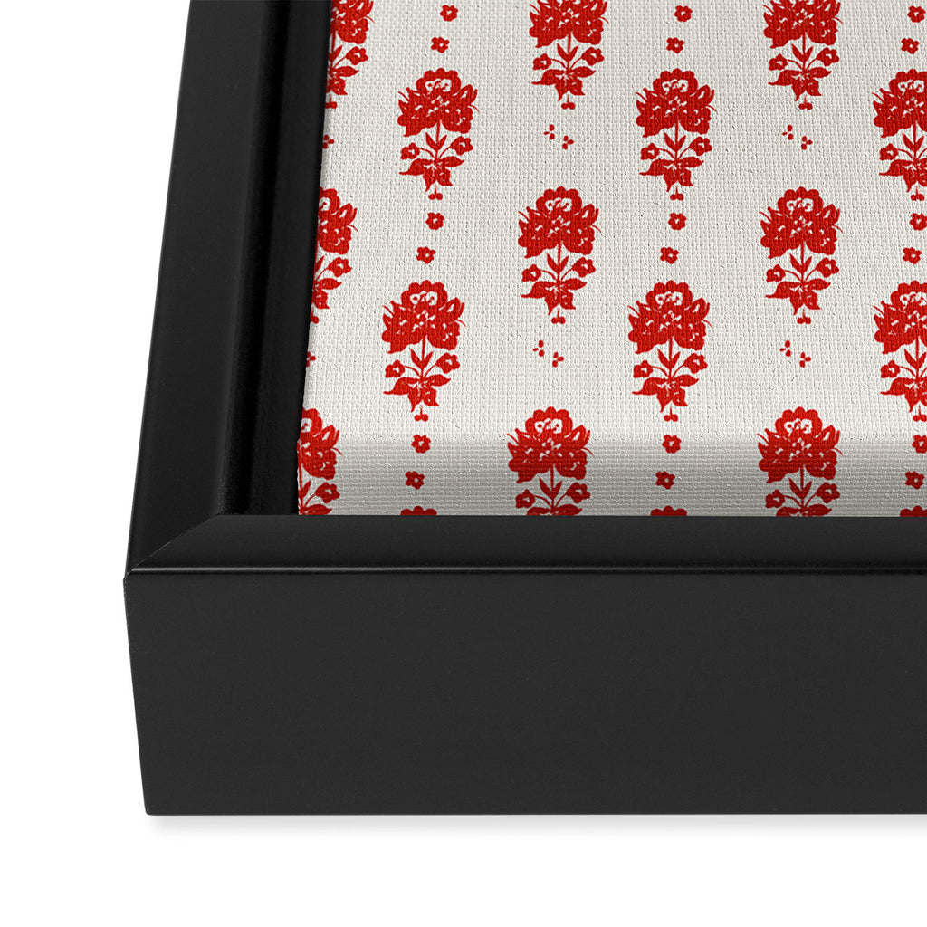 Red Floral Block Print Framed Canvas Print Gallery Image 2