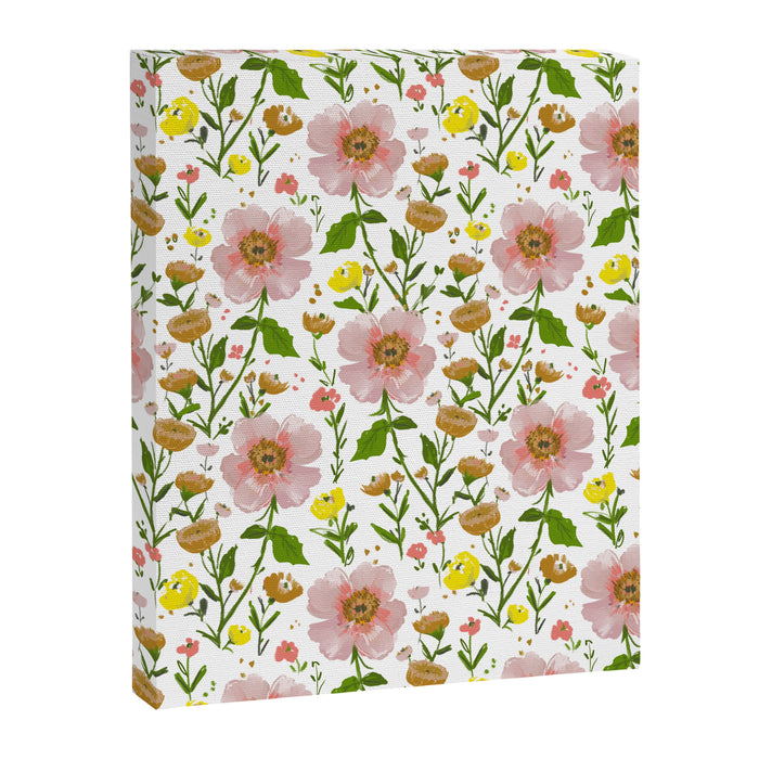Summer Floral - pink & yellow Canvas Print Gallery Image 1