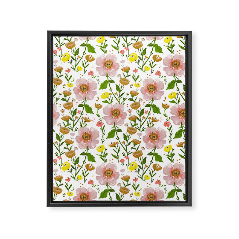 Summer Floral - pink & yellow Framed Canvas Print Gallery Image 8