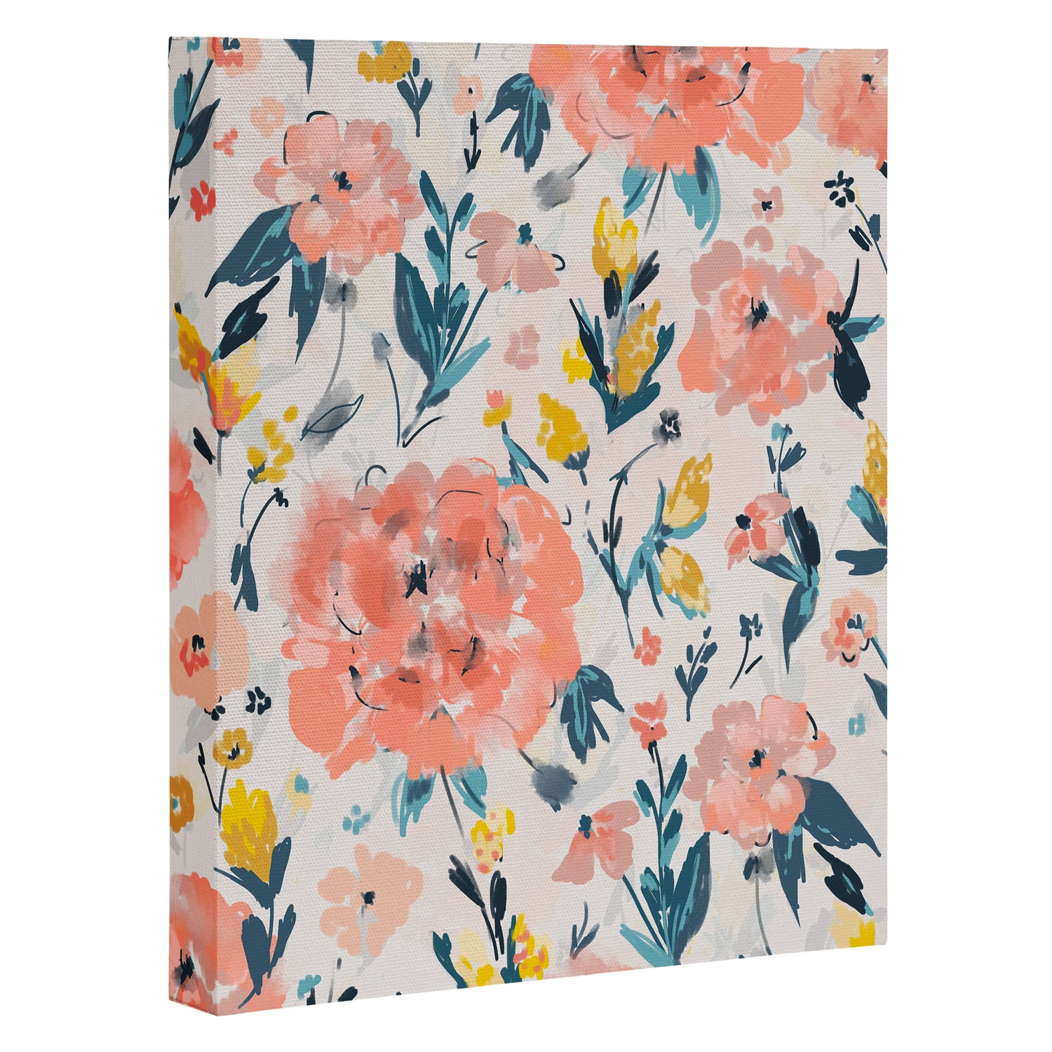 Tropical Coral Floral Canvas Print Gallery Image 3