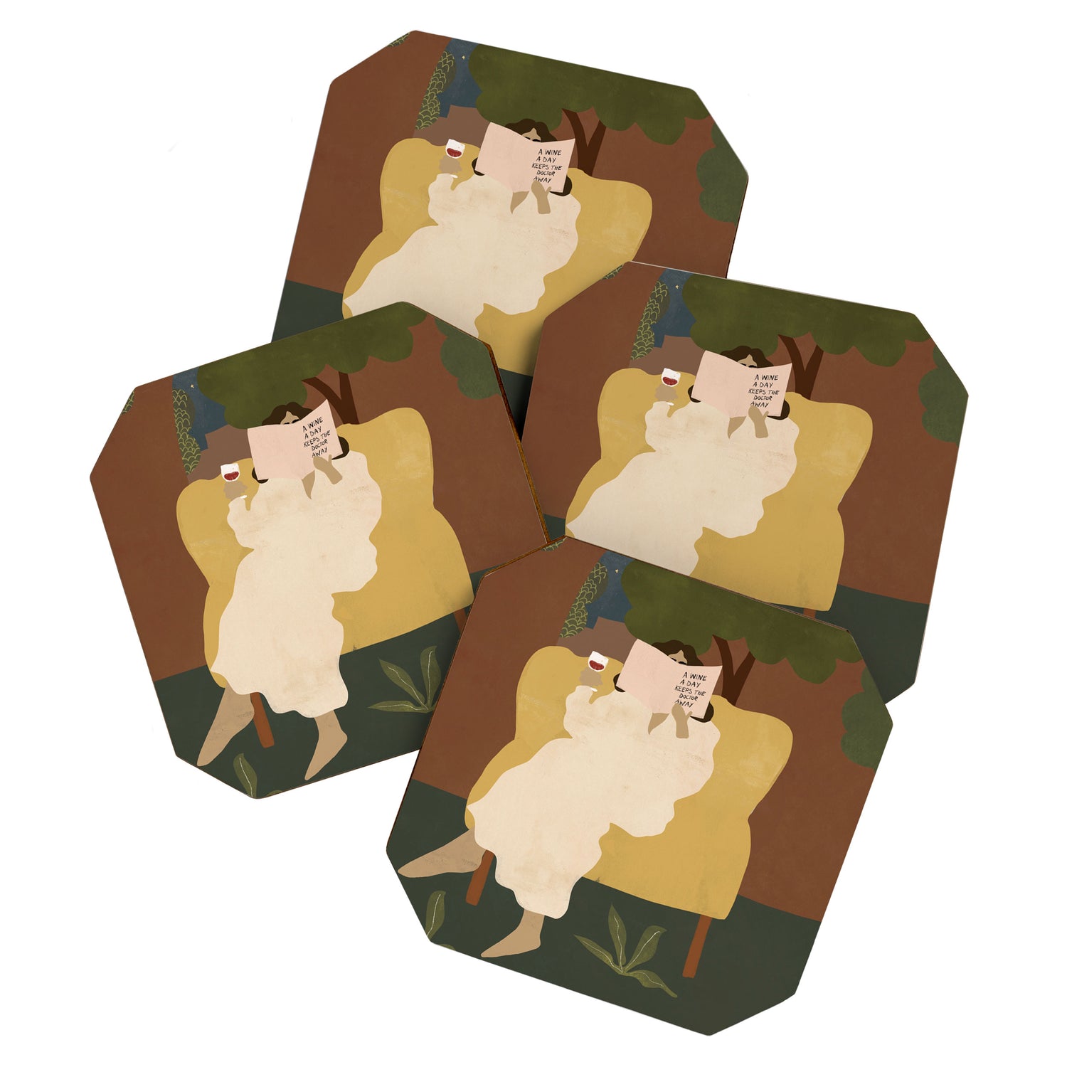 A wine a day keeps the doctor away Coaster Gallery Image 1