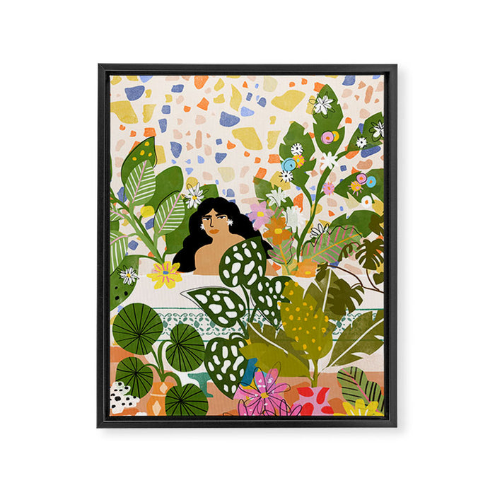 Bathing with Plants Framed Canvas Print Gallery Image 1