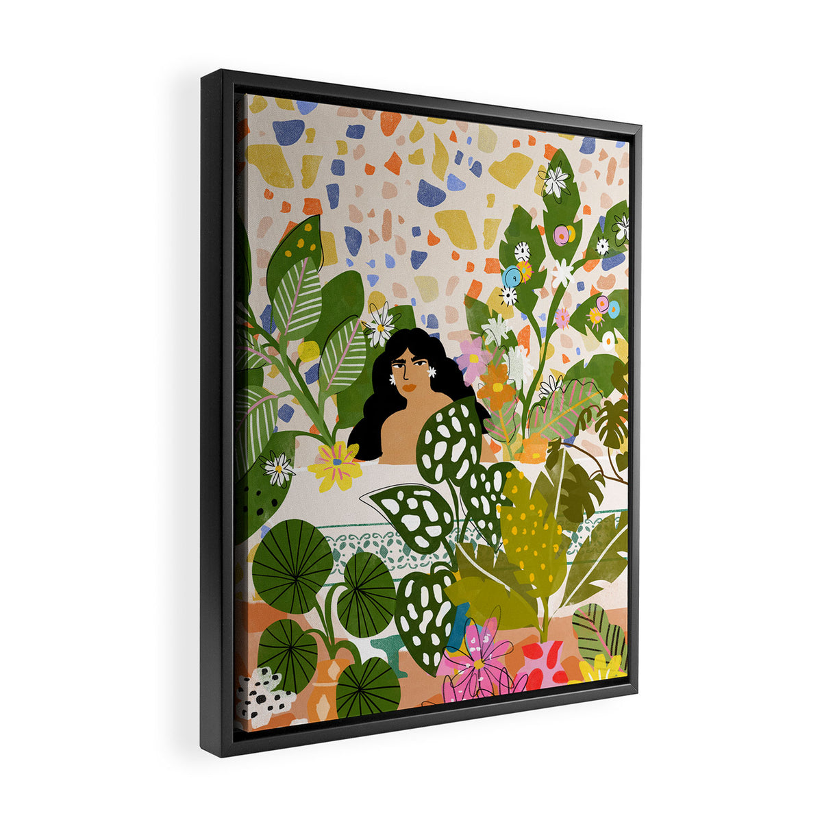 Bathing with Plants Framed Canvas Print Gallery Image 2