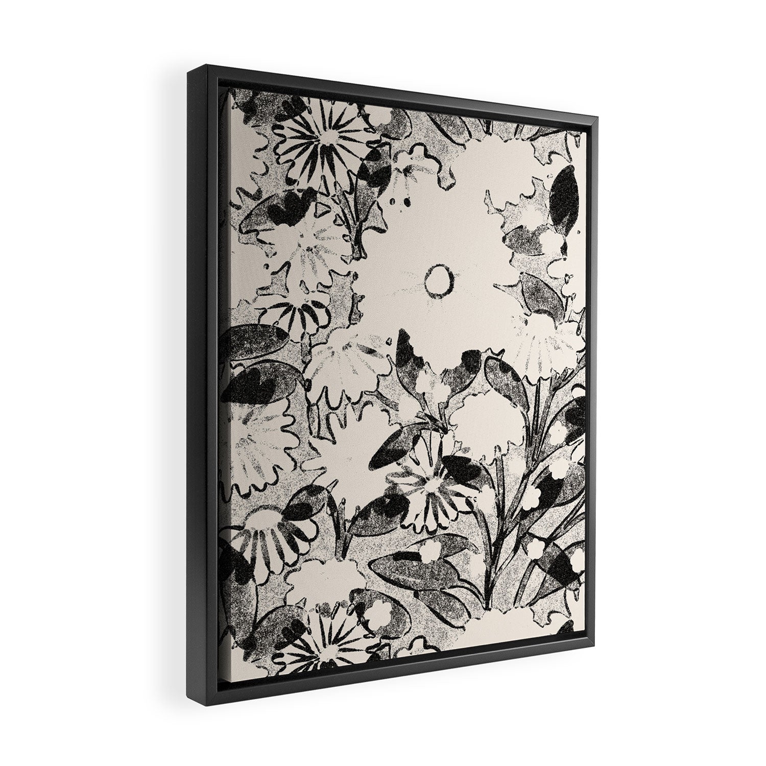 black and white garden Framed Canvas Print Gallery Image 2