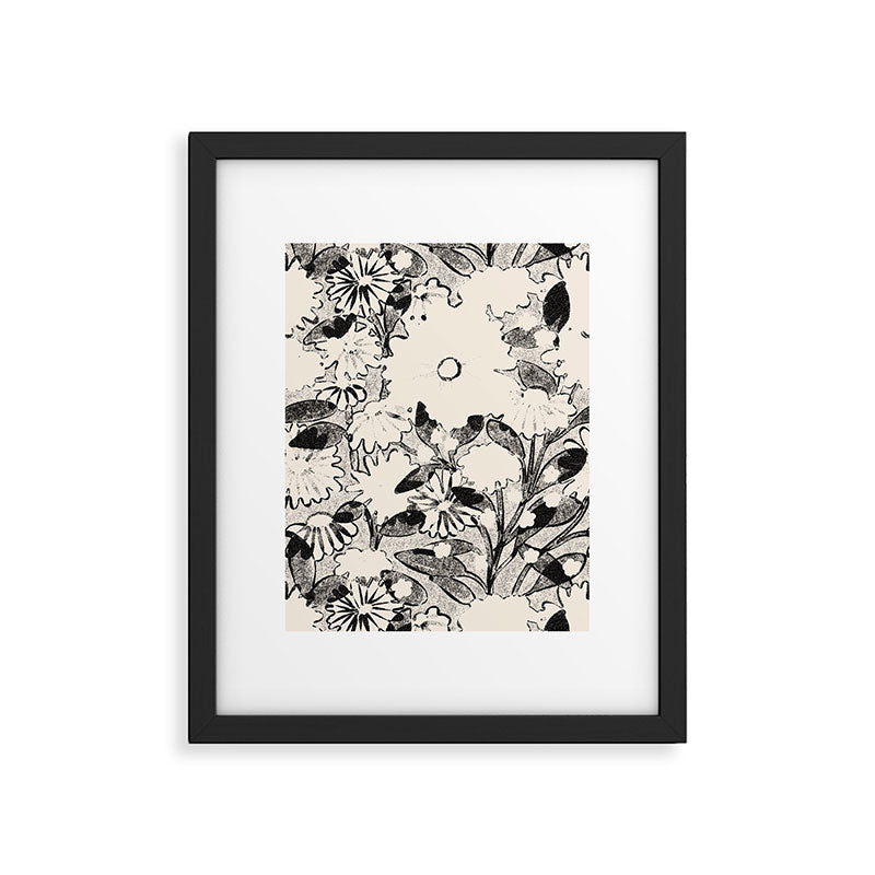 black and white garden Framed Art Print Gallery Image 5