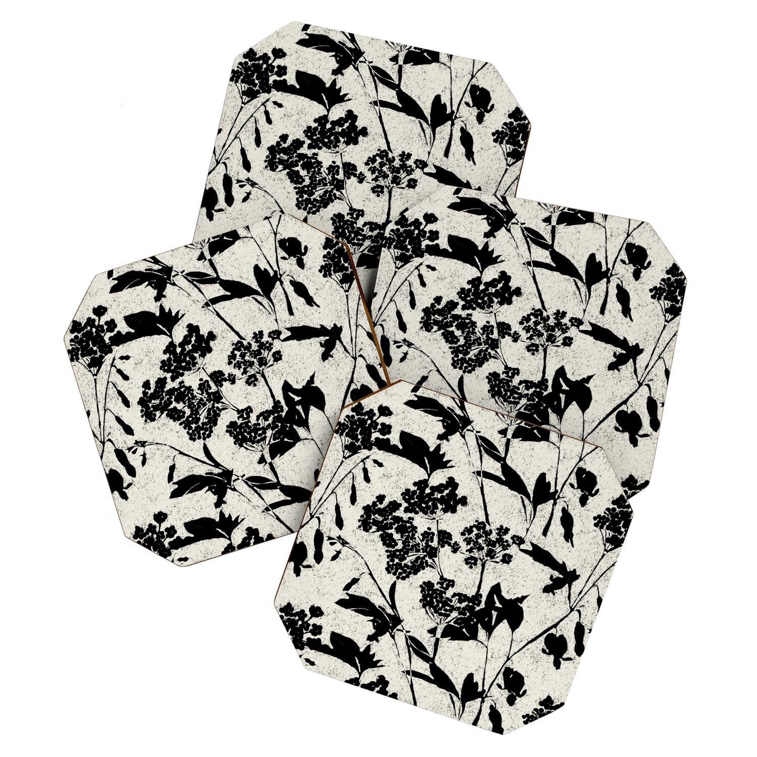Black & White Vintage Florals Coaster Gallery Image 1