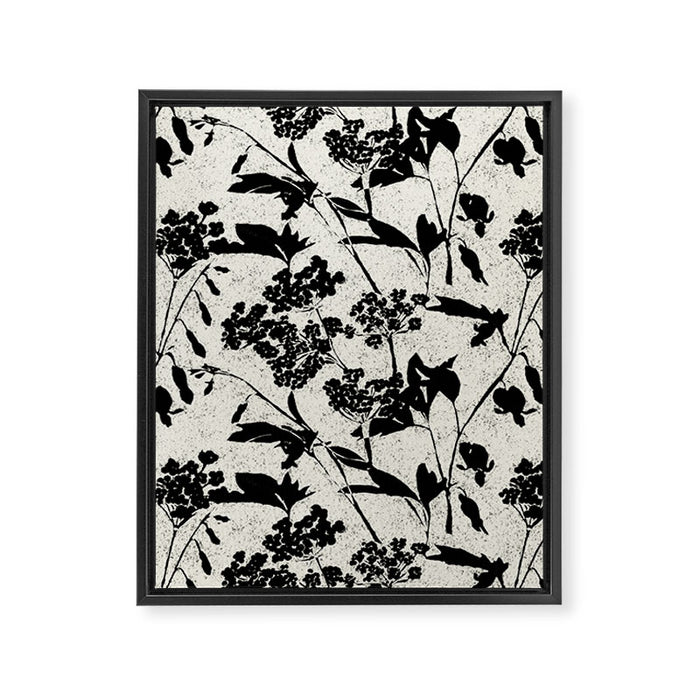 Black & White Vintage Florals Framed Canvas Print Gallery Image 1