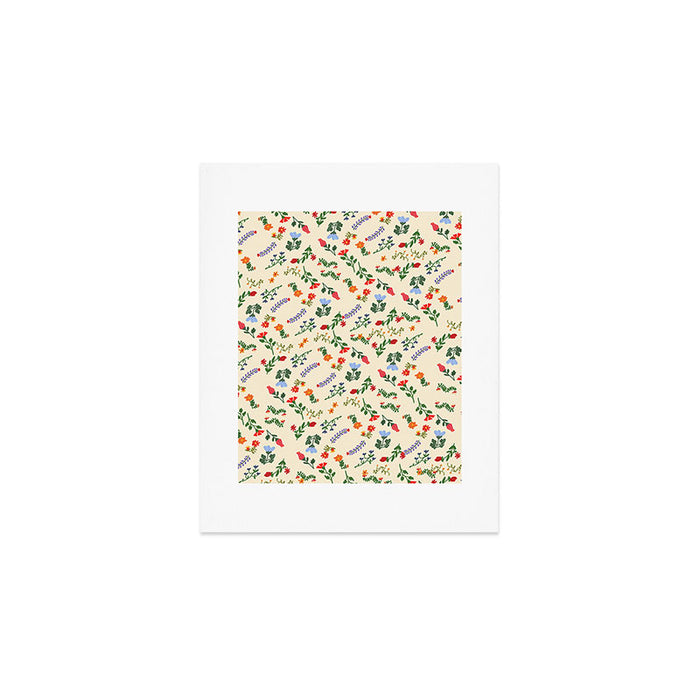 Bright Vintage Flower Pattern Art Print Gallery Image 1