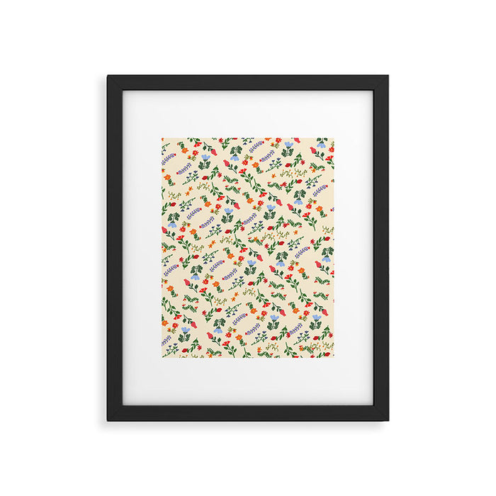 Bright Vintage Flower Pattern Framed Art Print Gallery Image 1