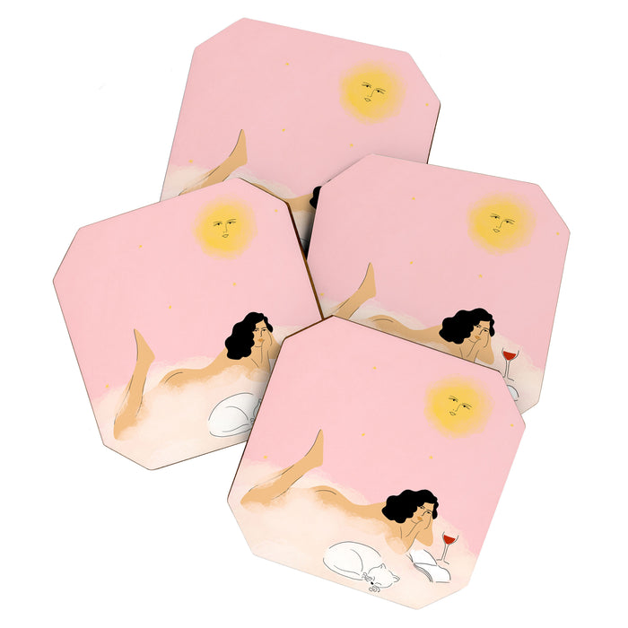 Clouds, Wine and Cat Coaster Gallery Image 1