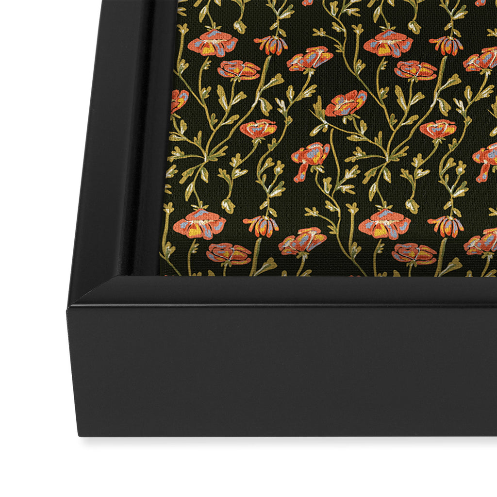 Dark Botanical Pattern Framed Canvas Print Gallery Image 3