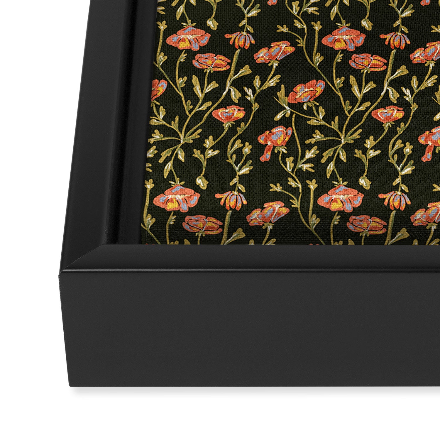 Dark Botanical Pattern Framed Canvas Print Gallery Image 3