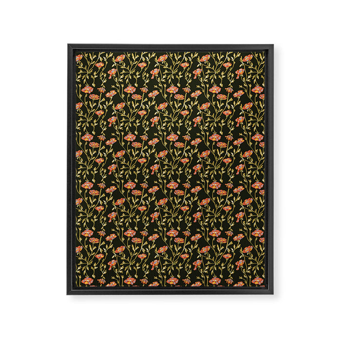 Dark Botanical Pattern Framed Canvas Print Gallery Image 1