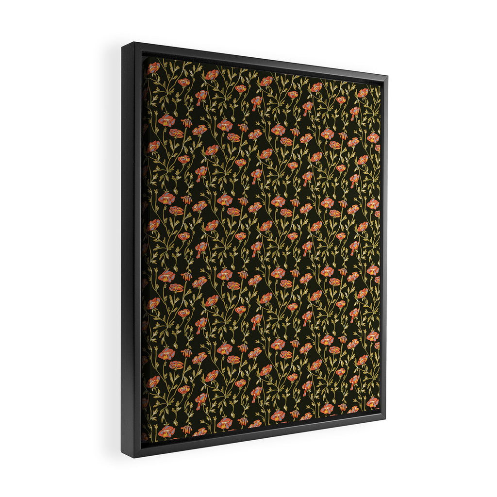 Dark Botanical Pattern Framed Canvas Print Gallery Image 2