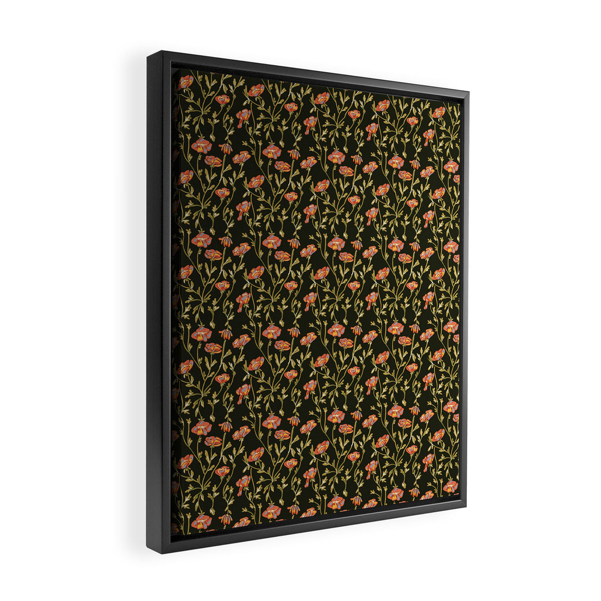 Dark Botanical Pattern Framed Canvas Print Gallery Image 2