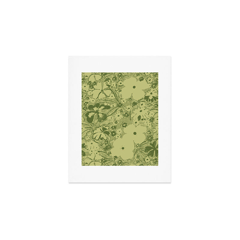 Grandma's Garden (monochromatic green) Art Print Gallery Image 1