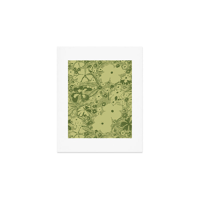 Grandma's Garden (monochromatic green) Art Print Gallery Image 1